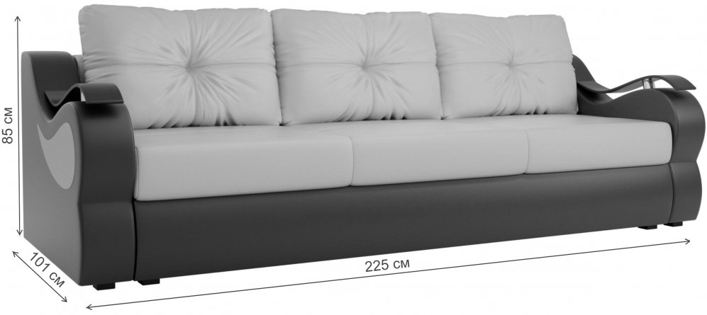 Диван Меркурий прямой еврокнижка эко кожа бежевый / коричневый