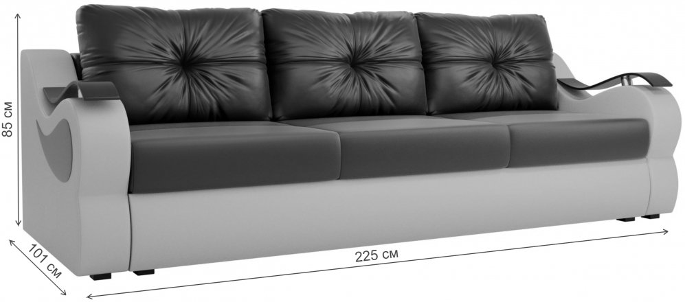 Диван Меркурий прямой еврокнижка эко кожа коричневый / бежевый