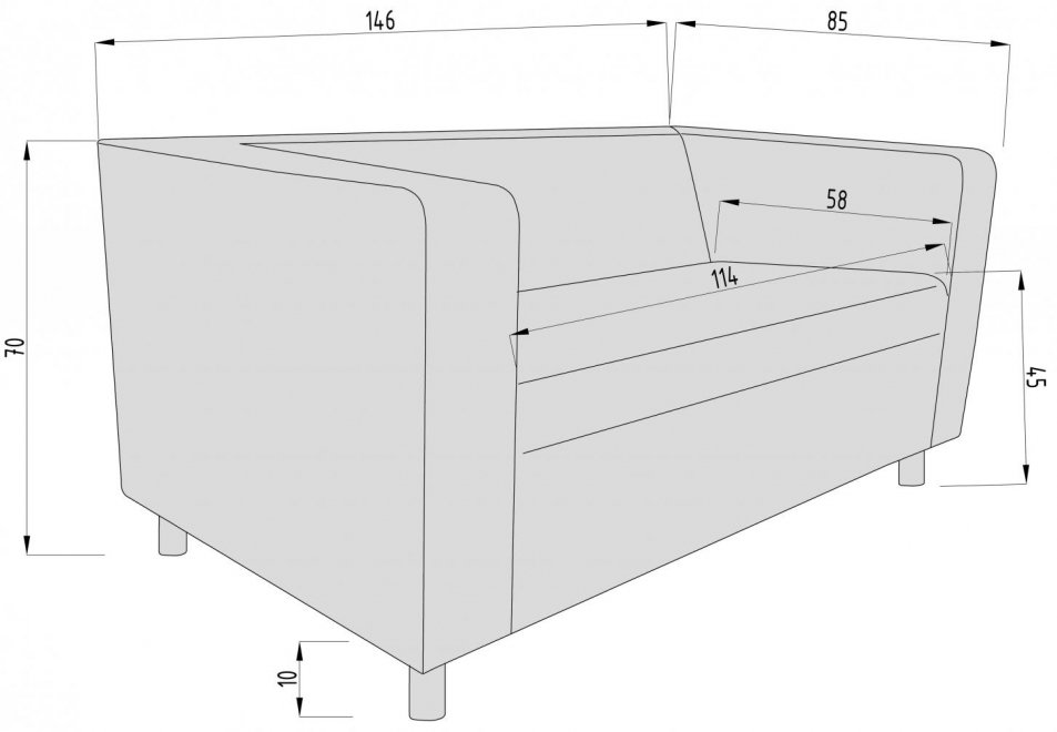 Диван Модено двухместный пегас синий