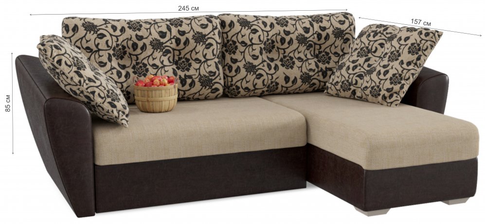 Диван угловой Голди еврокнижка флауэрс правый 