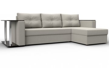 Диван-кровать Дельта-Прайм правый амур 02 бежевая рогожка