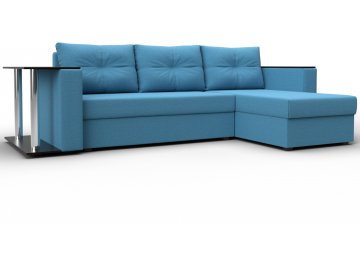 Диван-кровать Дельта-Прайм правый амур 10 голубая рогожка