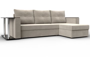 Диван-кровать Атланта правый бежевый микровельвет