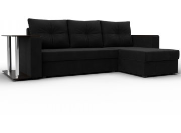 Диван угловой Атланта микровельвет черный