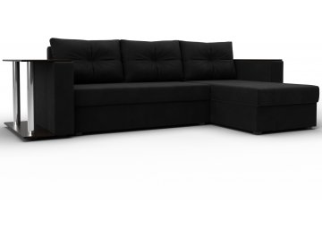 Диван угловой Дельта-Прайм микровельвет черный