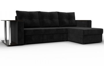 Диван-кровать Атланта правый черный велюр