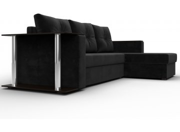 Диван-кровать Атланта правый черный велюр