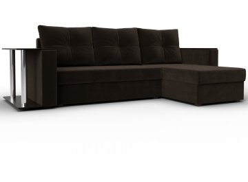 Диван-кровать Атланта правый коричневый микровельвет