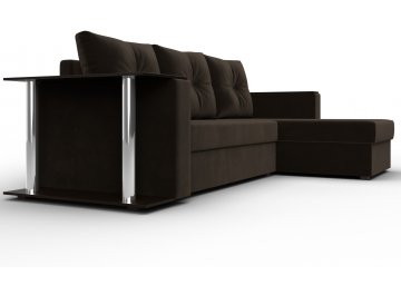 Диван-кровать Атланта правый коричневый микровельвет
