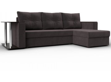 Диван-кровать Атланта правый коричневый велюр