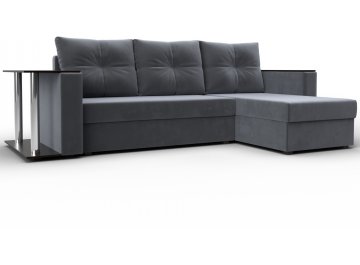 Диван-кровать Атланта правый серый велюр