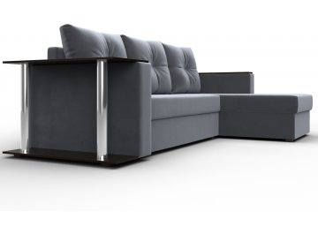 Диван-кровать Атланта правый серый велюр