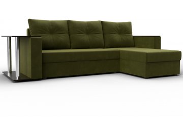 Диван-кровать Атланта правый зеленый микровельвет