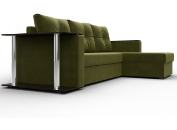 Диван-кровать Атланта правый зеленый микровельвет