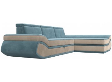 Диван-кровать Форум-032 правый велюр seven 113 бирюзовый / seven 729 бежевый