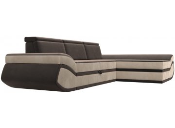 Диван-кровать Форум-032 правый велюр seven 727 коричневый / seven 729 бежевый