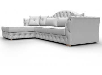 Диван-кровать Хрусталь-Нова левый экокожа белая