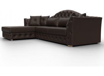 Диван-кровать Хрусталь-Нова левый экокожа коричневая