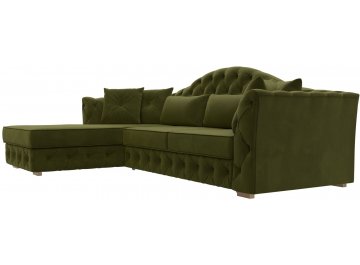 Диван-кровать Хрусталь-Нова левый микровельвет зеленый