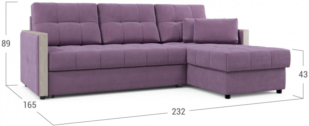 Диван угловой Moon Family 125 велюр розовый