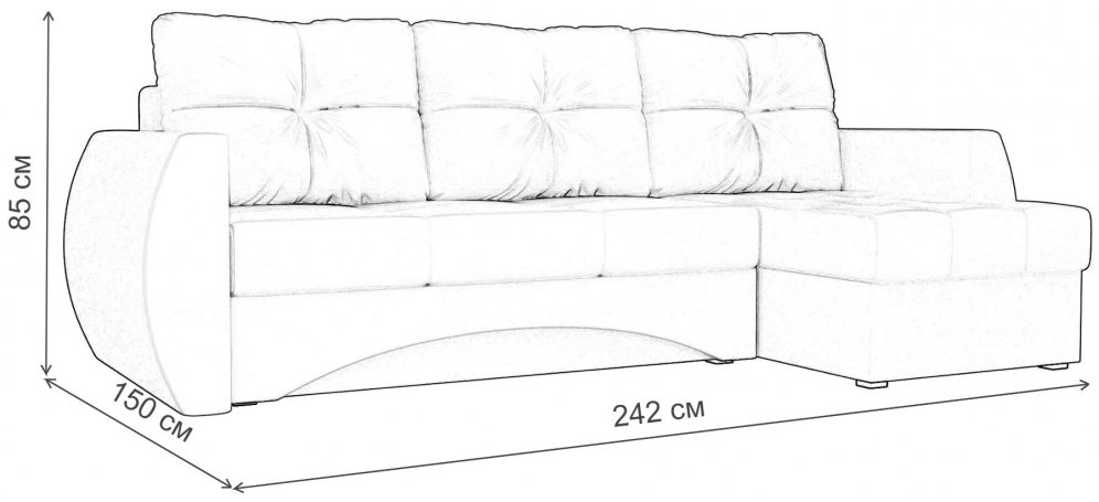 Диван угловой Сатурн правый коричневый / бежевый микровельвет