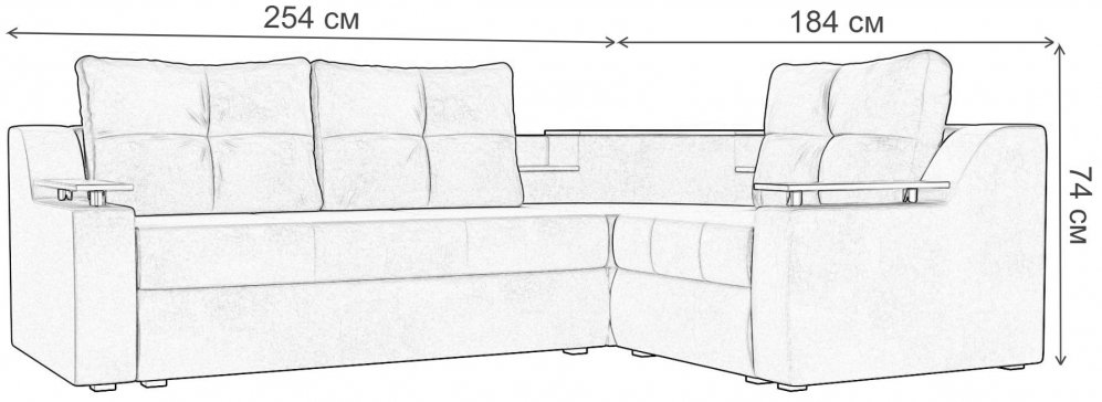 Диван угловой Лира-Софт правый рогожка серая / коричневая