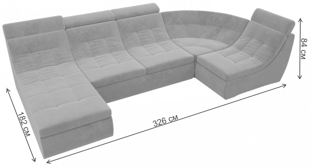 Модульный диван Холидей Люкс микровельвет бежевый П-образный