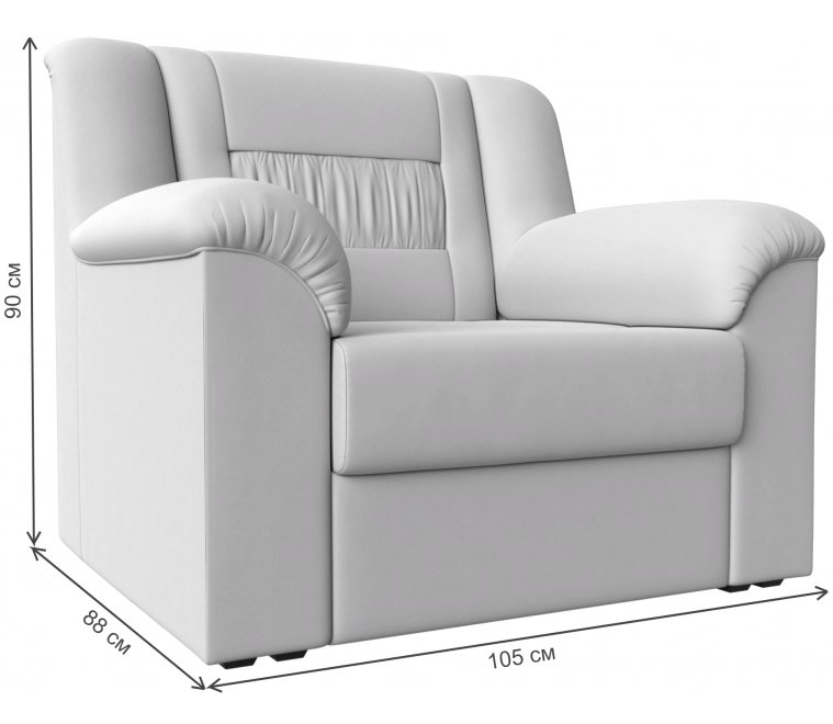 Кресло Карелия белая экокожа