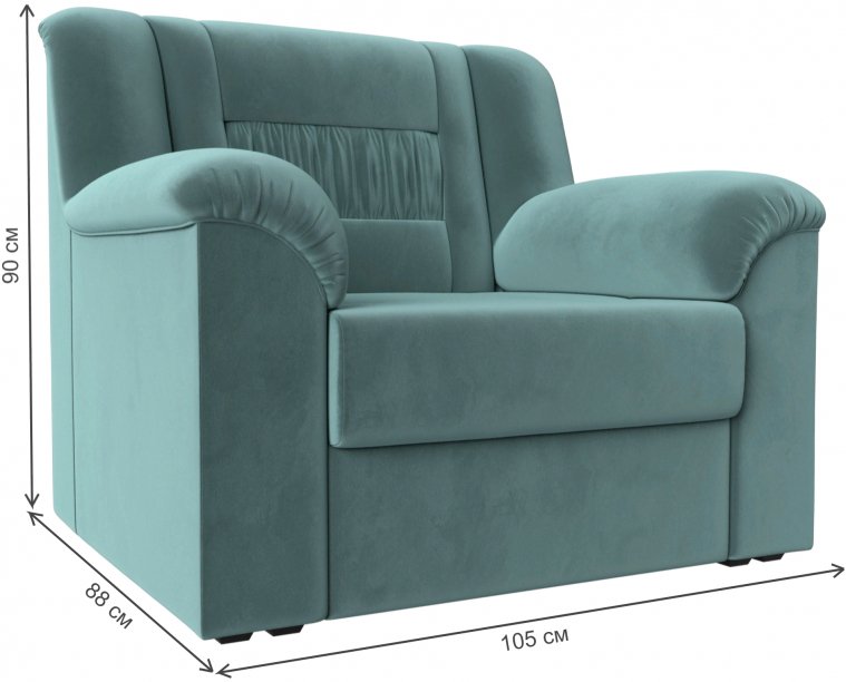 Кресло Карелия бирюзовый велюр