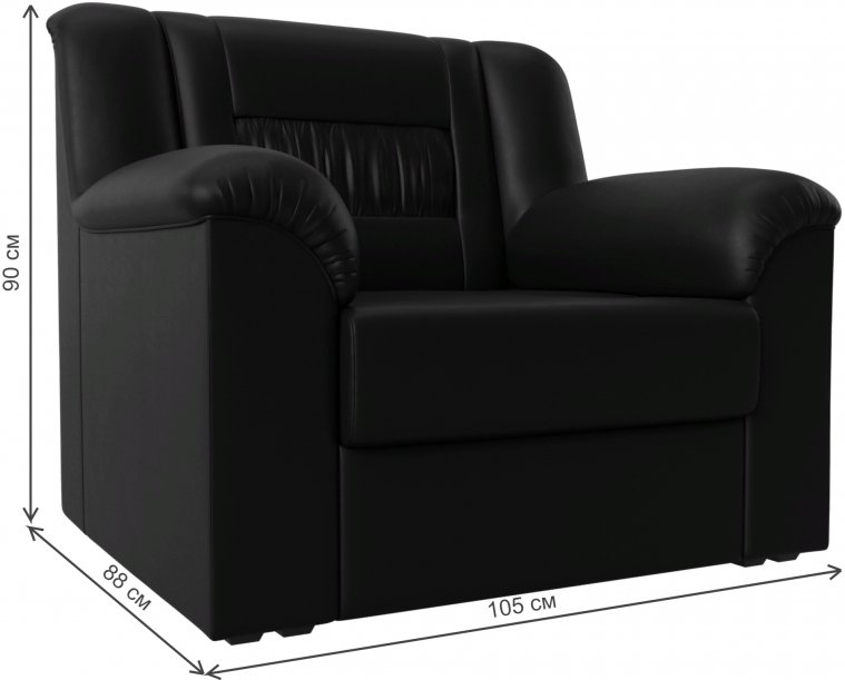 Кресло Карелия черная экокожа