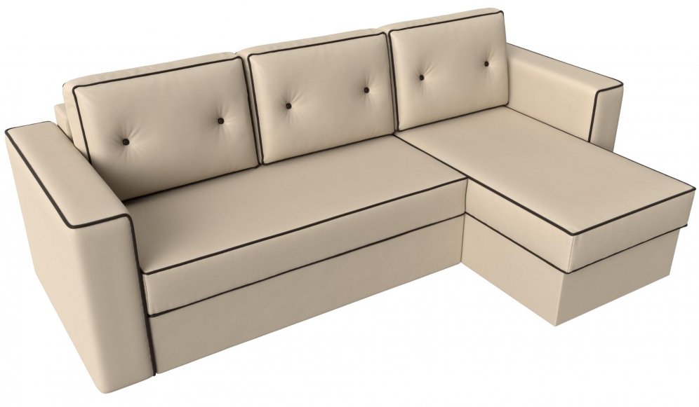 Диван угловой Есения эко-кожа бежевый правый