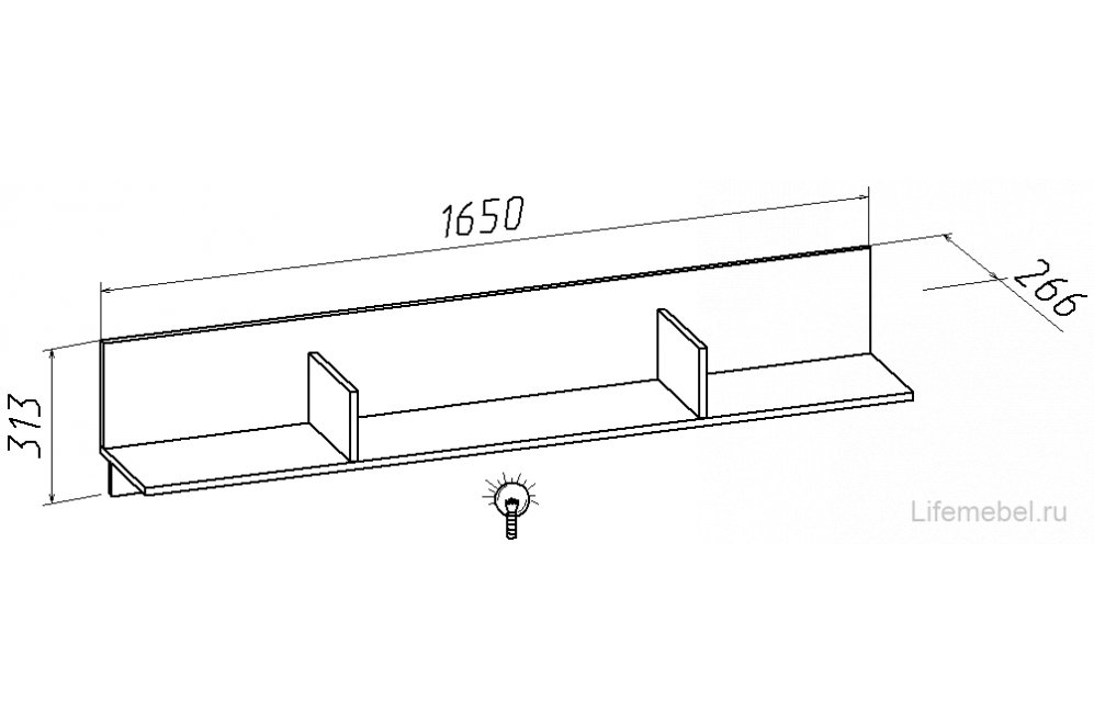 Полка навесная №170 МК 47 ель 3D