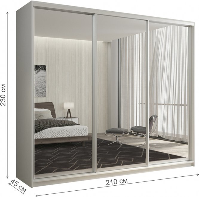 Шкаф-купе Кааппи 1 210х45 белый бриллиант