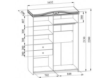 Шкаф-купе Ассоль АС-20 белое дерево