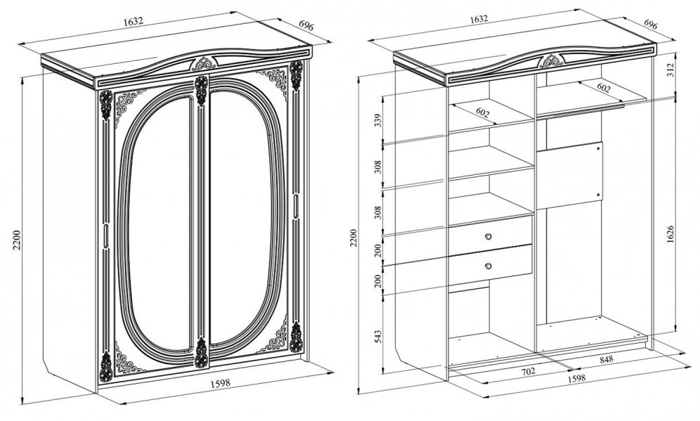 Шкаф-купе Ассоль плюс АС-16 ваниль