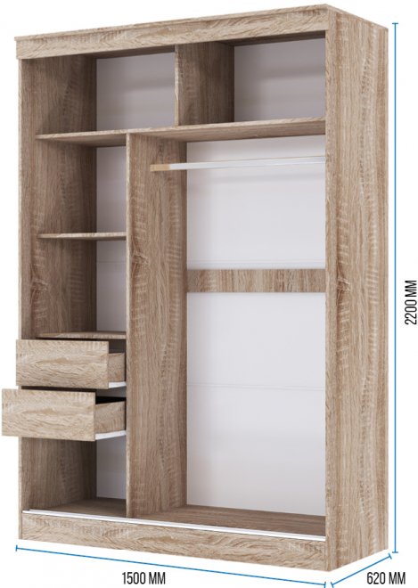 Шкаф-купе Дайрнина 1,5 м сонома