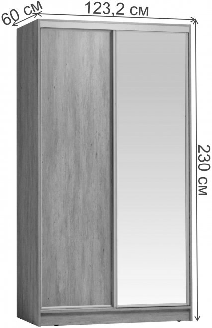 Шкаф-купе Домашний 1200 зеркало / лдсп atelier светлый