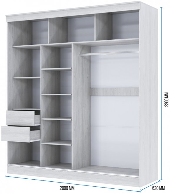 Шкаф-купе Филлиан 2 м анкор светлый