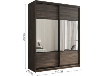 Шкаф-купе с зеркалом Кааппи 6 140х45 орех тьеполо