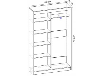 Шкаф-купе Риф 2 ШК.020.1200-28 вариант 3