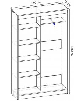 Шкаф-купе Риф 2 ШК.020.1300-28 вариант 3