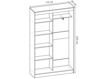 Шкаф-купе Риф 2 ШК.021.1100-25 вариант 6