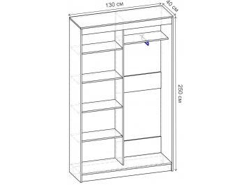 Шкаф-купе Риф 2 ШК.021.1300-28 вариант 3