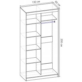 Шкаф-купе Риф 2 ШК.022.1300-28 вариант 3