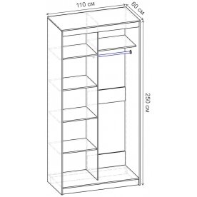 Шкаф-купе Риф 2 ШК.023.1100-28 вариант 3