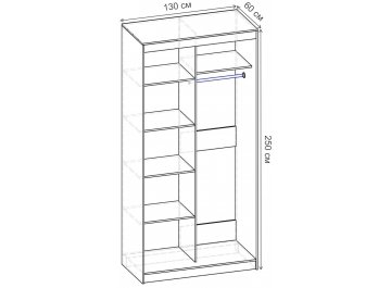 Шкаф-купе Риф 2 ШК.023.1300-25 вариант 6