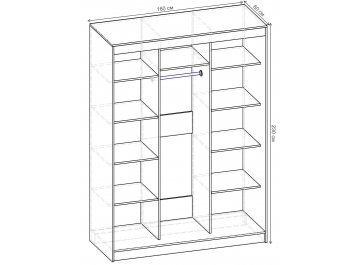 Шкаф-купе Риф 3 ШК.031.1600-01/21 вариант 2