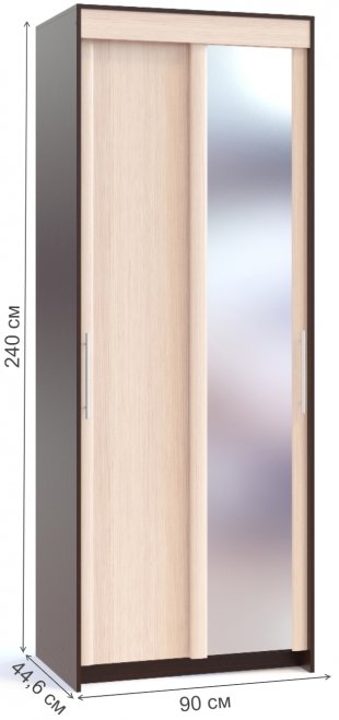 Шкаф-купе ШР-94.2 венге / беленый дуб с зеркалом