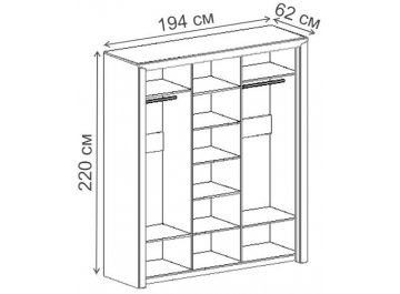 Шкаф-купе с зеркалом Соренто дуб стирлинг / дуб стирлинг матовый