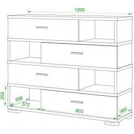 Комод Домино СБ-40/4-ПВК закругленая Н
